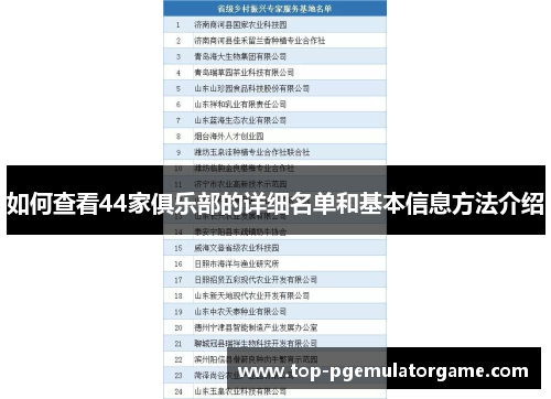 如何查看44家俱乐部的详细名单和基本信息方法介绍