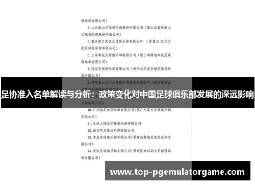 足协准入名单解读与分析：政策变化对中国足球俱乐部发展的深远影响