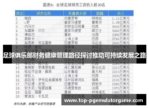 足球俱乐部财务健康管理路径探讨推动可持续发展之路