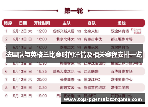 法国队与英格兰比赛时间详情及相关赛程安排一览